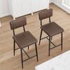 Bar Stools Set of 2, Tall Bar Chairs with Thick Cushion & Thickened Metal Legs, PU Leather Counter Height Barstools w/Backrest and Footrest - 2 of 4