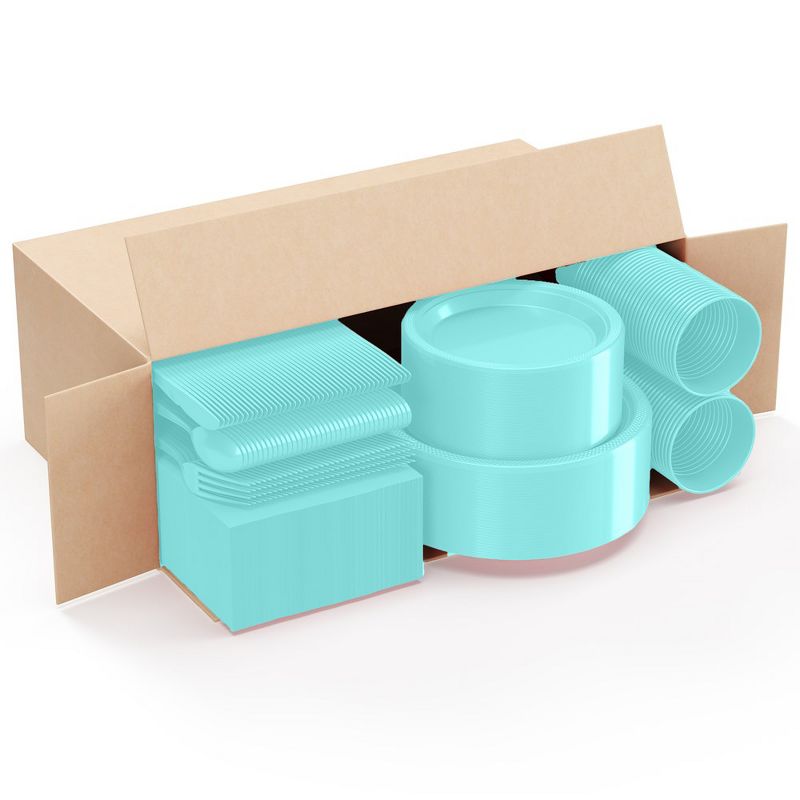 Crown Display 350 Piece Solid Color Disposable Plastic Dinnerware party set- Serves 50, 3 of 8