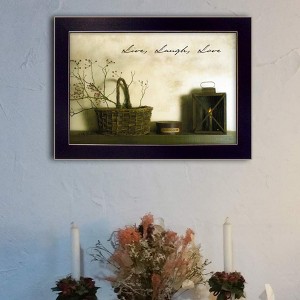 AZL1 Life Concept Wall Art Live Laugh and Love Printed Framed Poster Ready To Hang Canvas for Modern Energetic Home Decor, Brown, 12"*2"*16" - 1 of 4