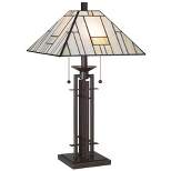 Franklin Iron Works Wrought Tiffany Style Table Lamp 26 1/4" High Bronze Art Deco Stained Glass for Bedroom Living Room Bedside Nightstand Office Kids