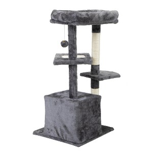 FURNIinspire Pet Crates and Houses, Cat Tree with Cat Condo ,  Cat House with Padded Plush Perch, Gray, 21.7"*17.3"*33.1" - 1 of 4