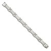 Black Bow Jewelry Men's 14mm Stainless Steel & Black CZ Textured Link Bracelet, 8.5 Inch - 2 of 4