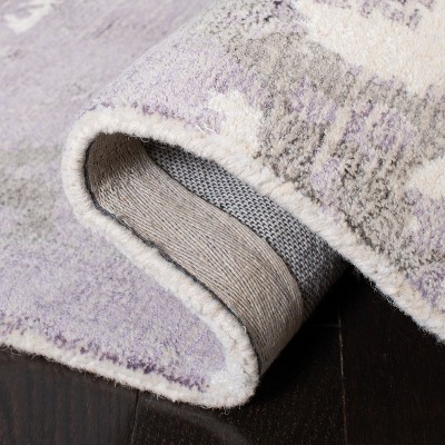 Handmade Tufted Purple/Ivory Wool Rectangular Area Rug