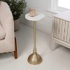 JONATHAN Y Ava 23.75" Art Deco Contemporary Metal Pedestal Drink Table & Decorative End Table with White Marble Round Top & Hammered Base - 2 of 4