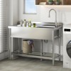 Stainless Steel Utility Sink, Freestanding Single Bowl with Cold and Hot Water Pipe and Faucet for Restaurant, Laundry Room, Bathroom, Garage, Garden - 3 of 4