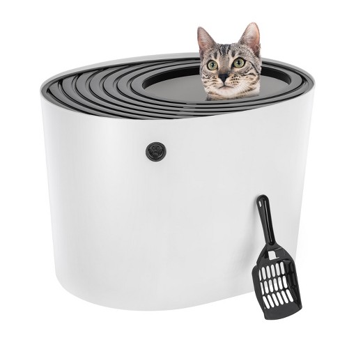 Top loading litter outlet box