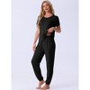 cheibear Women's Modal Soft Sleepwear Short Sleeve Nightwear with Long Sweat Pants Pajamas Set - 2 of 4