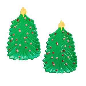 Tag 6.5 Inch Christmas Tree Tidbit Plate Christmas Seasonal Tabletop , Debossed Pattern (2PC) - 1 of 3
