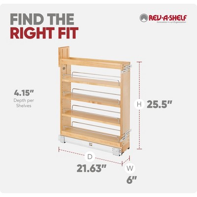 Rev-A-Shelf 5.5" Pullout Storage Organizer for Base Kitchen/Bathroom Cabinets with Soft-Close Full Extension Slides & Adjustable Shelves, 448-BCSC-5C — фото 8