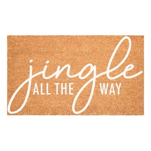 HomeRoots 24" X 36" Brown And White Christmas Outdoor Coir Door Mat - 1 of 4
