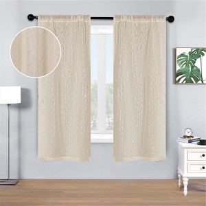 Contemporary Geometric Trellis Sheer Curtains, Set of 2 by Blue Nile Mills - 1 of 4