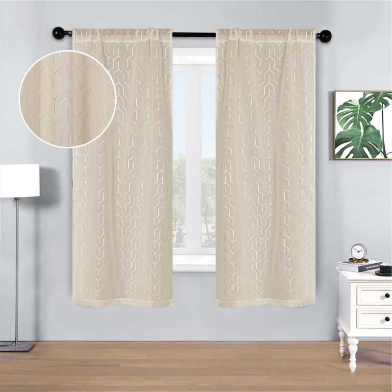 Contemporary Geometric Trellis Sheer Curtains, Set of 2 by Blue Nile Mills, 1 of 5