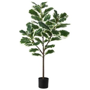 Faux Fiddle Leaf Fig Tree 4Ft Artificial Ficus Lyrata Plant with 46 Fiddle Leaves Potted Tall Fake Plants for Indoor Outdoor Home Office Living Room - 1 of 4