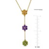 EVERLY JEWELRY  |   Yellow Plated Sterling Silver 2.68 CT TGW Amethyst, Citrine & Peridot & White Topaz Flower Design Necklace w/ Lobster Clasp - 3 of 4