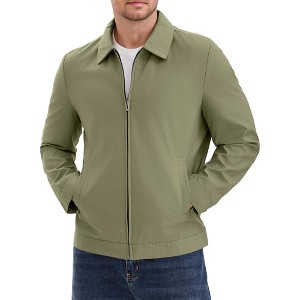INSPIRE CHIC Men's Lapel Full Zip Up Solid Color Casual Lined Jacket - 1 of 4