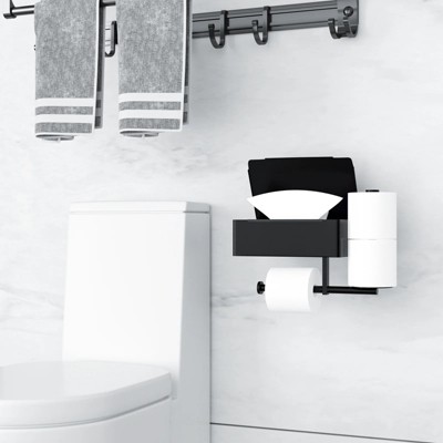 LunaLulinlk Toilet Paper Holder Wall Mount Stainless Steel Shelf with Toilet Roll Storage & Wipes Dispenser for Bathroom