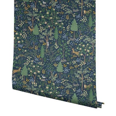 Woodland Navy and Green Peel and Stick Wallpaper