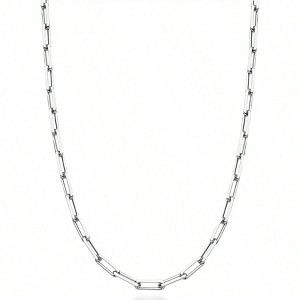 Plated Paperclip Chain Necklace, Made in Italy Gift for Him or Her: Elegant unisex necklace for those who appreciate - 1 of 4