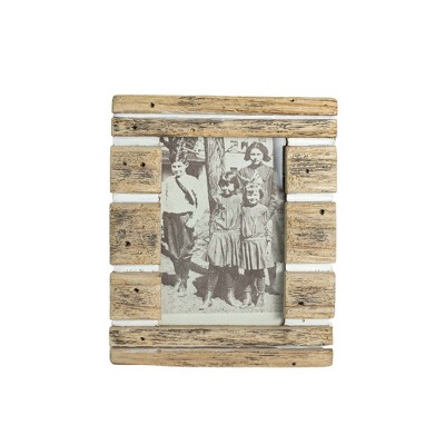 5x7 Inch 2 Photo Striped Driftwood Collage Picture Frame Wood, Mdf