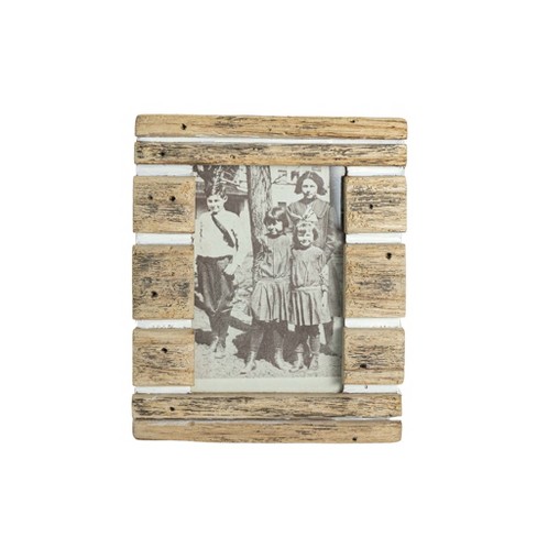 4x6 Inch Striped Driftwood Picture Frame Wood, MDF & Glass by Foreside Home  & Garden