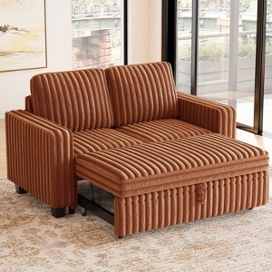 Belffin Corduroy Sectional Sleeper Sofa with Pull Out Bed Modular Sectional Loveseat Sofa Bed for Living Room - 1 of 4