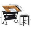 ECELO Wooden Drafting Table Set /Drafting Table with Wheels/Drawing Table Tiltable Writing Desk with Pencil Ledge - 3 of 4