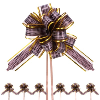 Unique Bargains Plastic Gold Edge Glossy Durable Ribbon Pull Bows 20 Count