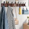 LunaLulinlk 32.2-in Large Wall Mounted Clothes Hook Hanger With 8 Metal Black Three Hooks, Brown Pine Solid Wood Board Hat Rack - 4 of 4