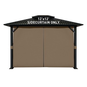 Aoodor 12' x 12' Gazebo Curtain Replacement Universal 4-Panel Sidewalls (Only Curtain) - 1 of 4