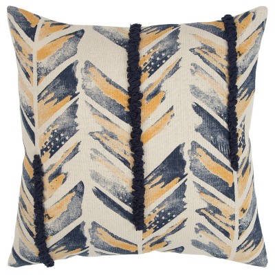 20"x20" Oversize Chevron Polyester Filled Square Throw Pillow Indigo - Rizzy Home