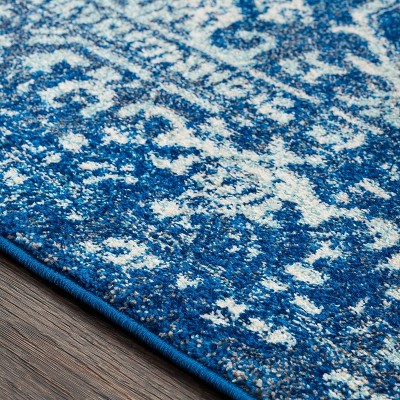 Trafalgar Blue Rectangular Stain-Resistant Synthetic Rug
