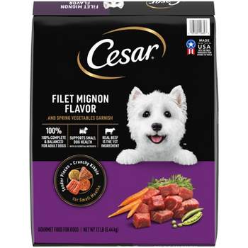 Cesar Filet Mignon Beef Steak Flavor with Spring Vegetable Garnish Adult Dry Dog Food