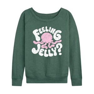 Women's - Instant Message - Feeling Jelly Jellyfish Lightweight French Terry Wide Neck Long Sleeve Shirt - 1 of 4