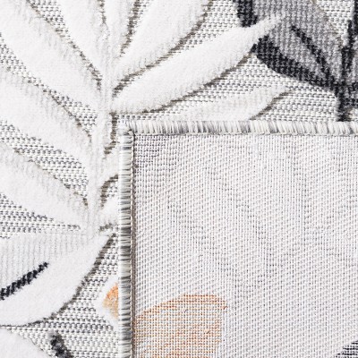 Gray Floral Synthetic Indoor/Outdoor Area Rug 6'5" x 9'6"