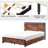 Bed Frame with Storage Headboard and 4 Drawers, Platform Bed Frame with Charging Station and LED Lights - 3 of 4