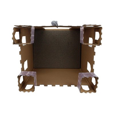 Purple Cardboard Castle Cat Scratcher House with Toy