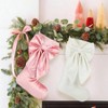 2 Pack Bow Stockings 18 Inches Pink White Velvet Coquette Luxury Xmas Hanging Socks Decoration Tree Fireplace Mantel - 3 of 4