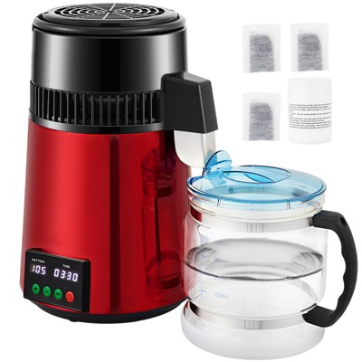 VEVOR 1.1Gal Water Distiller, 0.3Gal/H,750W Distilled Water Maker Machine 0-99H Timing Setting Temp Display, 304 Stainless Steel Countertop Distiller