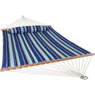 Sunnydaze Heavy Duty Two-Person Quilted Fabric Hammock with Spreader Bars - 450 lb Capacity - Catalina Beach