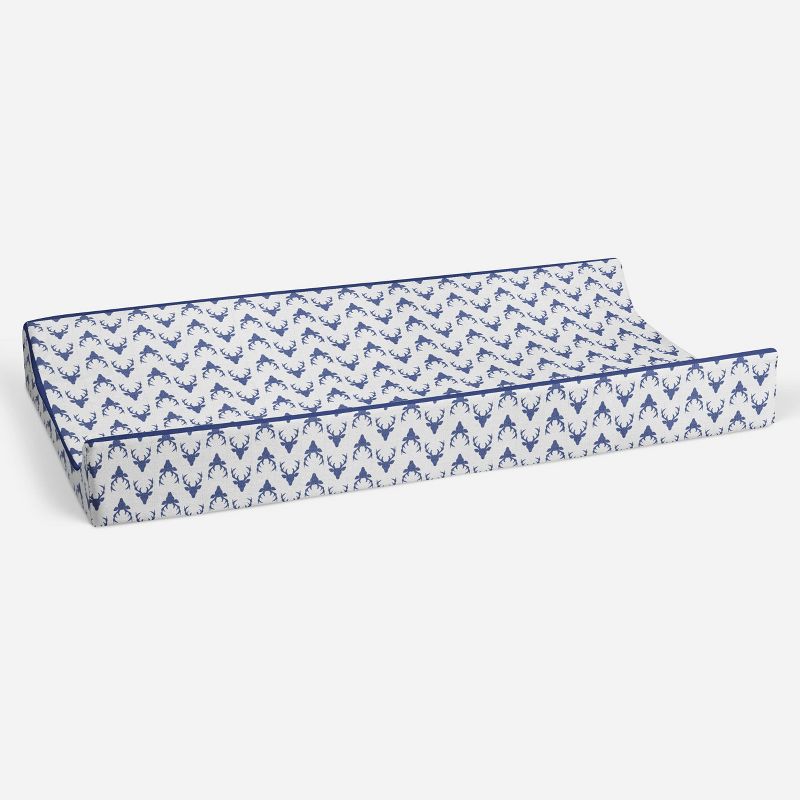 Bacati - Noah Navy Buck Quilted Muslin Changing Pad Cover, 3 of 10