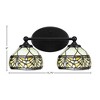 Toltec Lighting Capri 2 - Light Vanity in  Matte Black with 7" Royal Merlot Art Glass Shade - 2 of 2