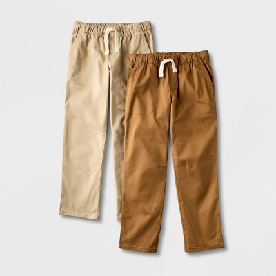 Boys' 2pk Stretch Straight Fit Woven Pull-on Pants - Cat & Jack™ Khaki 4 :  Target