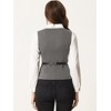 Allegra K Women's V-Neck Sleeveless Irregular Hem Belted Button Front Vest - 3 of 4