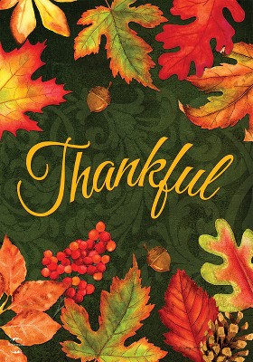 Be Grateful Autumn House Flag – Thanksgiving Floral Fall Decor, 28 X 40 Inches, Briarwood Lane