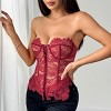 Clearlove Women's Lace Trim Low Cut Curve Button Down Strapless Corset Top Bustier Tube Tops - 4 of 4