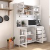 63" Large Kitchen Hutch Cabinet with Microwave Shelf, 4 Glass Doors & 4 Drawers for Pantry Dining Room-3irtyhousy - 2 of 4