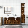 vidaXL 4-Piece Smoked Oak Bathroom Furniture Set - Modern Engineered Wood Vanity with Mirror/Sink/Cabinet Storage - 3 of 4