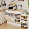 VYNXARIA Kitchen Trash Can Storage Cabinet with 2 Drawers & 1 Tilt Out Trash Cabinet & 1 door with storage rack & 2 Shelves£¬White - 4 of 4
