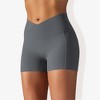 Anna-Kaci Active Women's V-Cross Front Wide Band Stretchy Side Pocket Detail Biker Shorts - 3 of 4