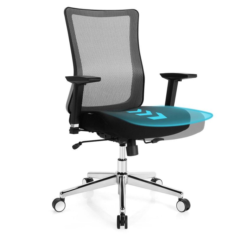 Costway Ergonomic Mesh Office Chair Sliding Seat Height Adjustable w/ Armrest, 1 of 11